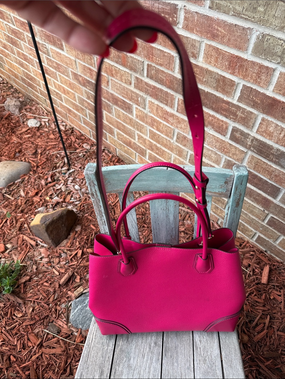 Michael Kors Studio Mercer Gallery Pebbled Leather Medium Tote in Ultra Pink - Picture 13 of 16